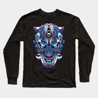 Blue Tiger Japanese mask Long Sleeve T-Shirt